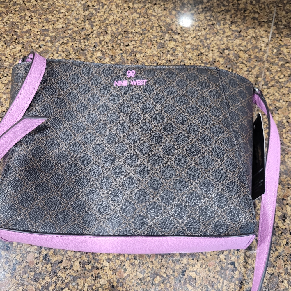 NWT Nine West Brown and Pink Crossbody Bag